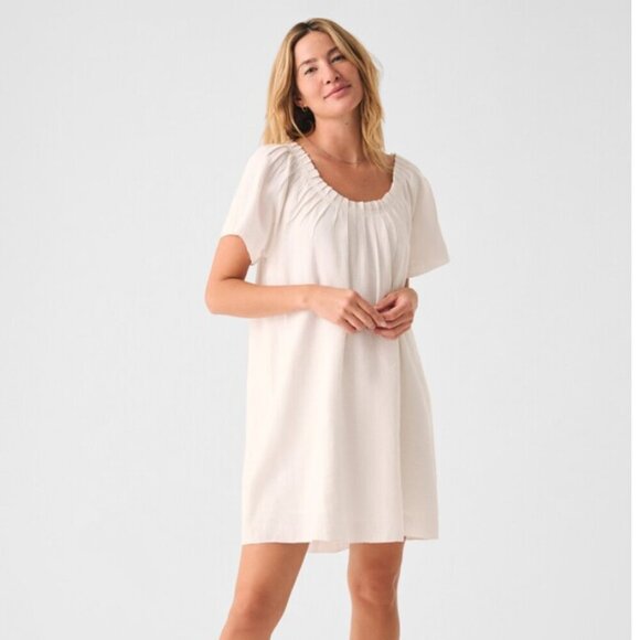 Faherty Annabelle Dress in Whisper White Size Large - Picture 1 of 8